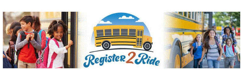   Register 2 Ride image with school bus and student